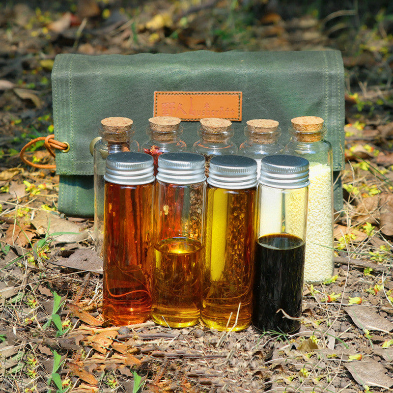 Outdoor Camping Glass Seasoning Bottle Set Portable Home Storage