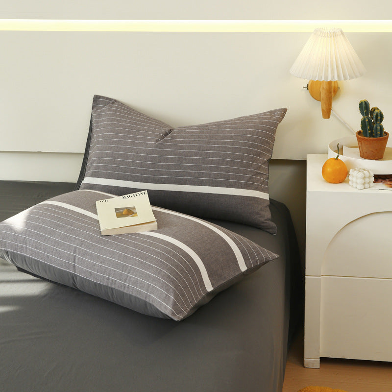 Washed Cotton Pillowcase Set - Double Piece Japanese Style Home Textiles