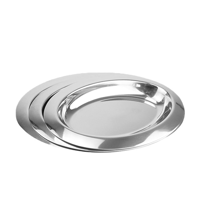 Oval Stainless Steel Serving Tray - Modern Glossy Breakfast Bread Plate, Multiple Sizes