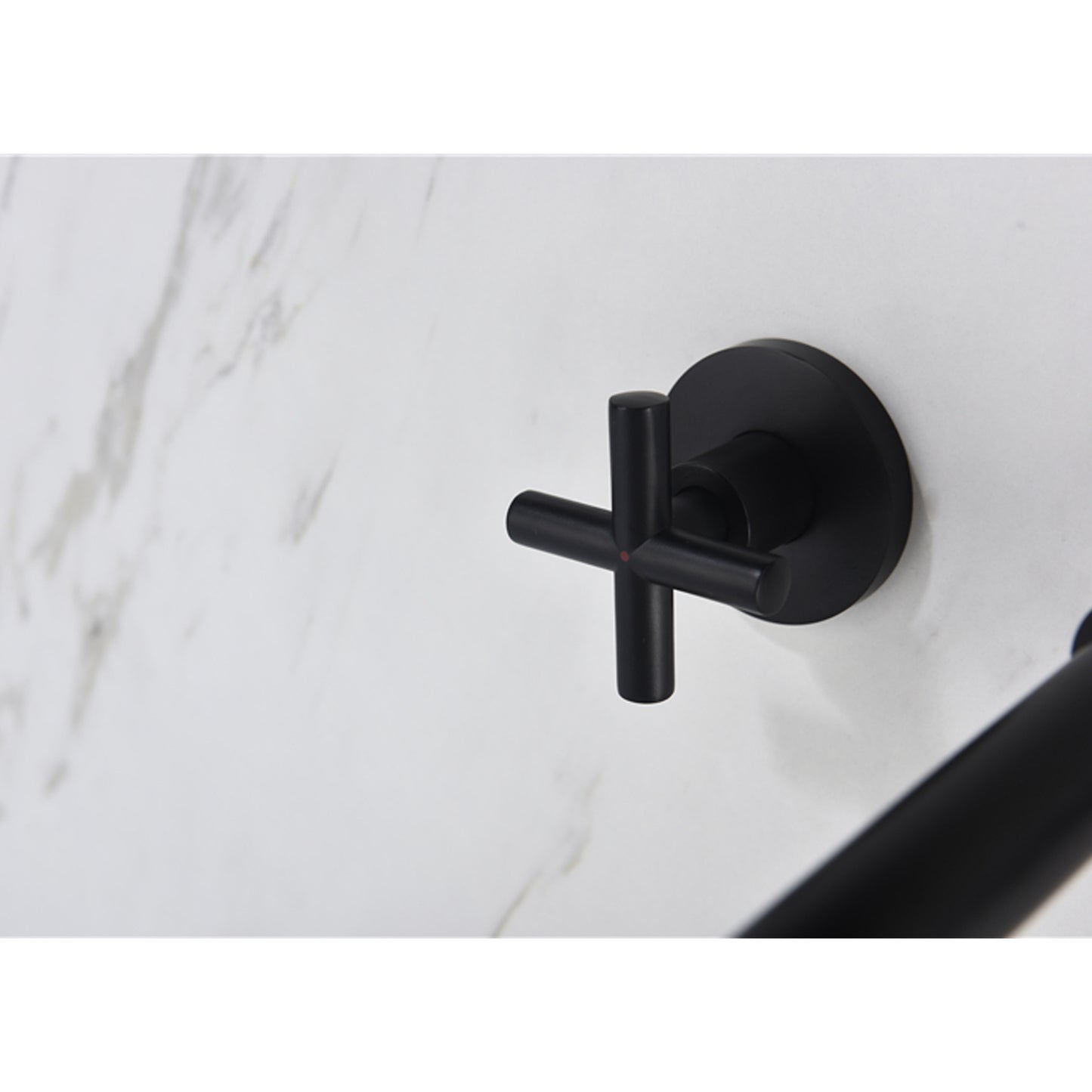Wall-Mounted Bathroom Sink Faucet - Matte Black Brass