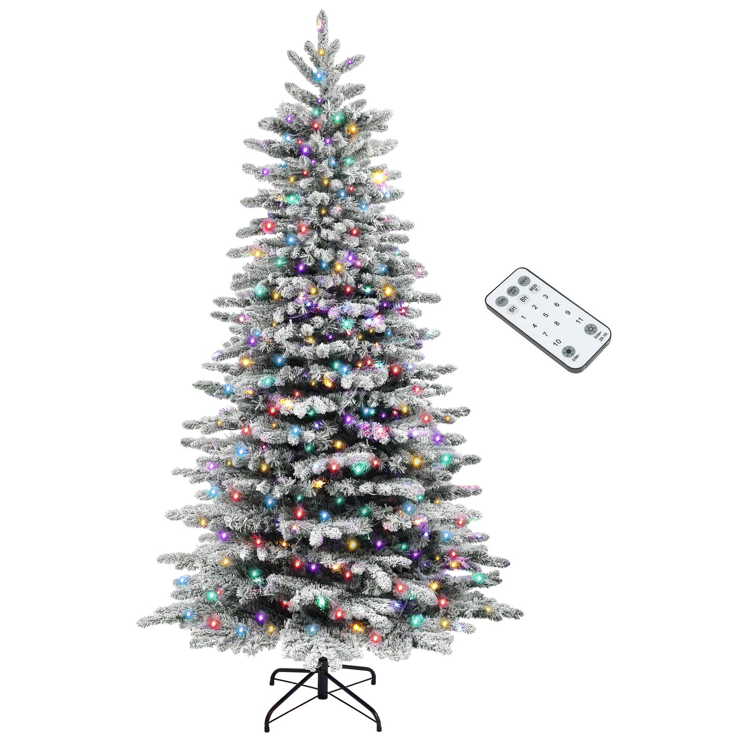6.5ft Pre-Lit Snow Flocked Christmas Tree with 400 LED Lights