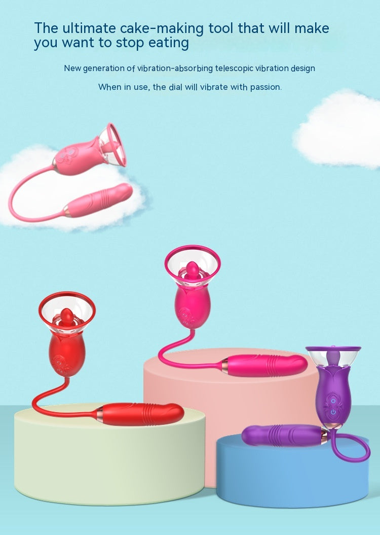 Double-Headed Sucking Tongue Licking Vibrator Device - Electric Silicone Adult Wellness