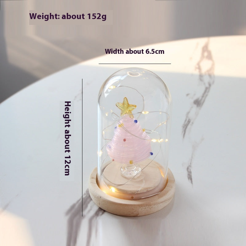 Christmas Winding Wire Glass Craft Decoration with Light - Handmade Festive Ornament