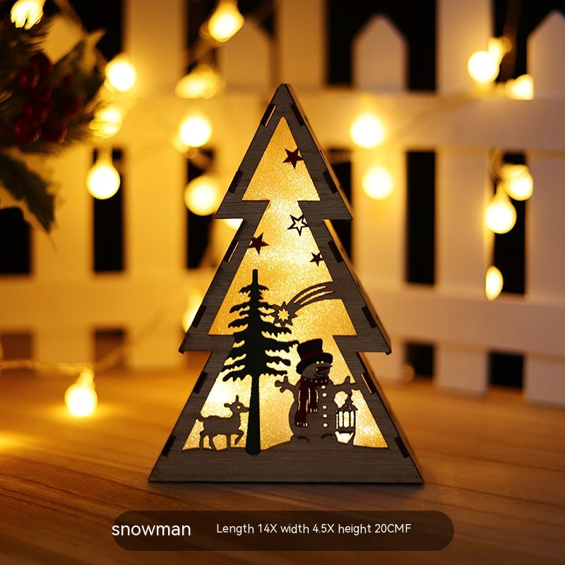 Christmas Wooden Luminous Ornaments with Lights - Festive Holiday Decor