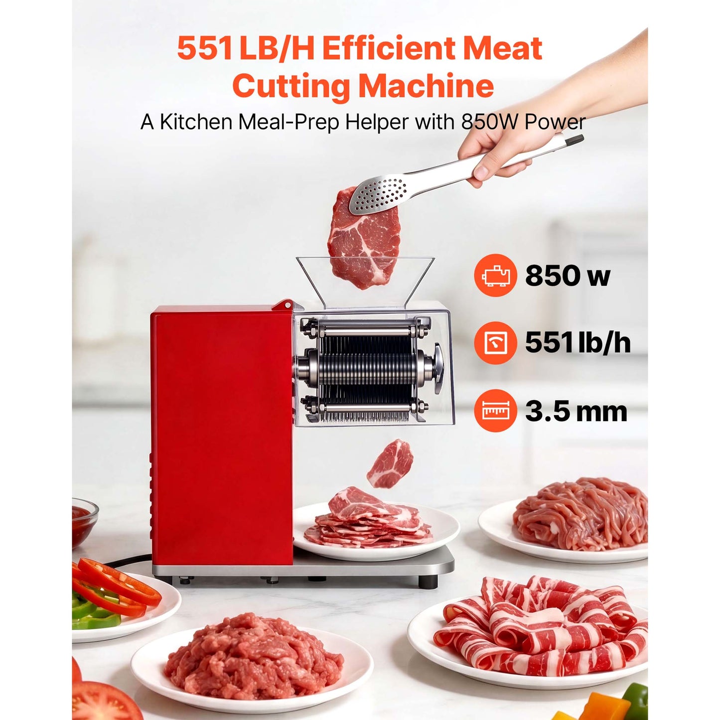 Electric Meat Slicer 850W Commercial Food Cutter with Stainless Steel Blade