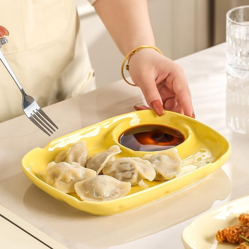 Ceramic Dumpling Plate Set - Square Food Serving Dishes for Kitchen & Dining
