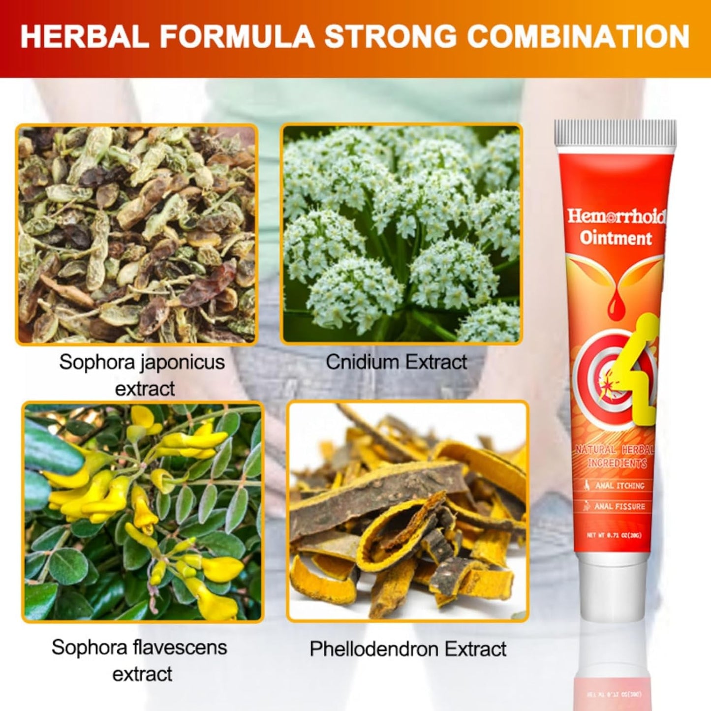 Natural Herbal Hemorrhoid Relief Cream - 20g Soothing Ointment