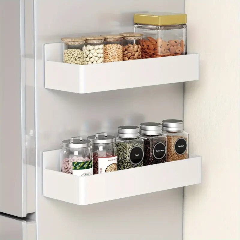Magnetic Plastic Kitchen Shelf Rack Set - 2-Piece Wall Mount