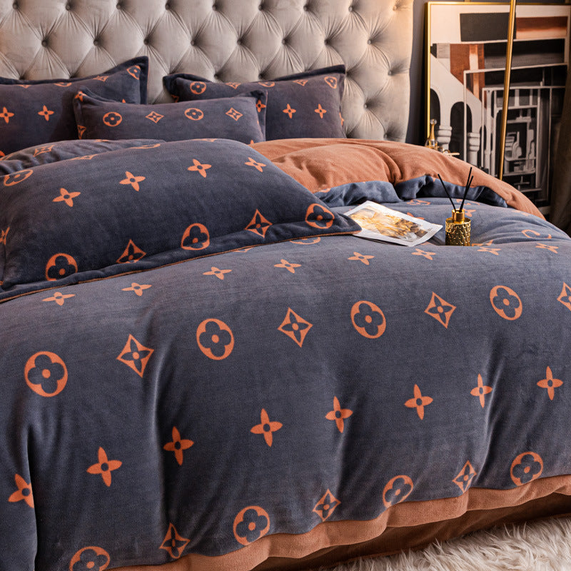 Nordic Thick Velvet Bed Sheet Set - Double-Sided Warm & Cozy Bedding