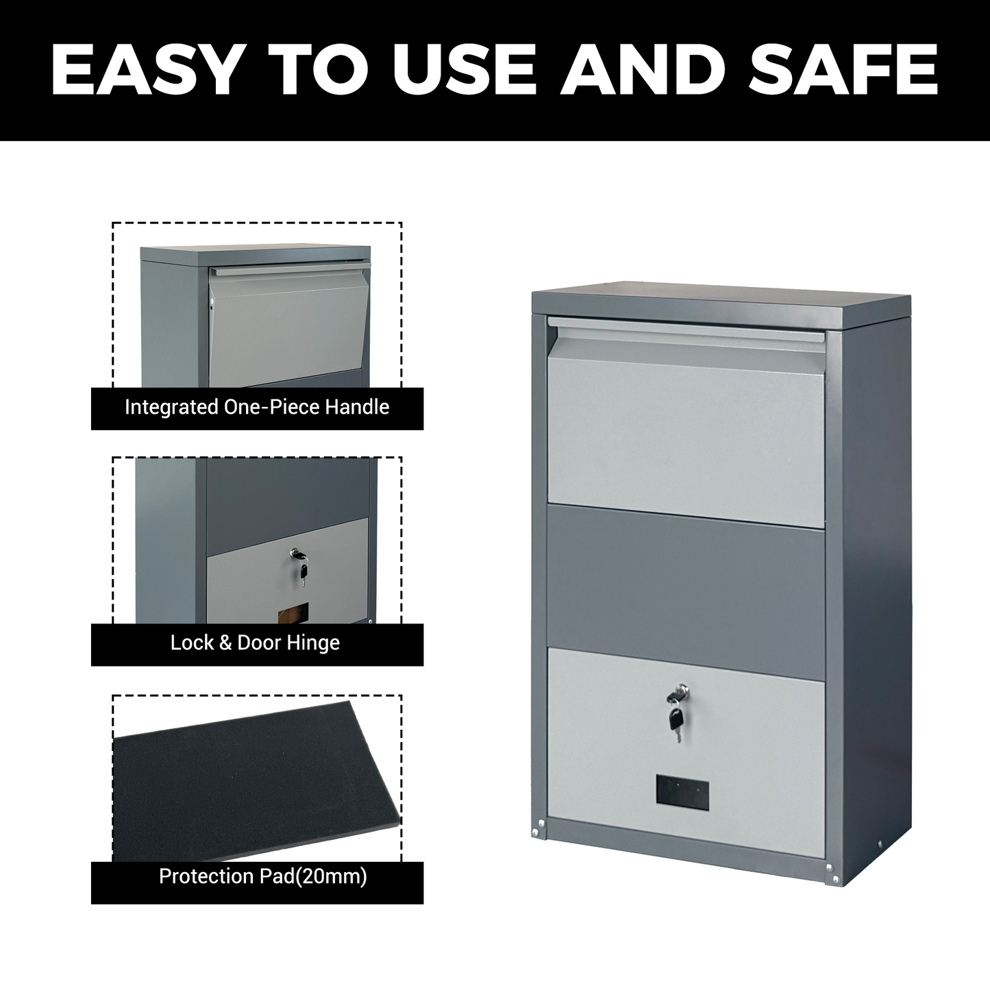 Secure Outdoor Steel Package Delivery Box with Lock - Large Curbside Mailbox