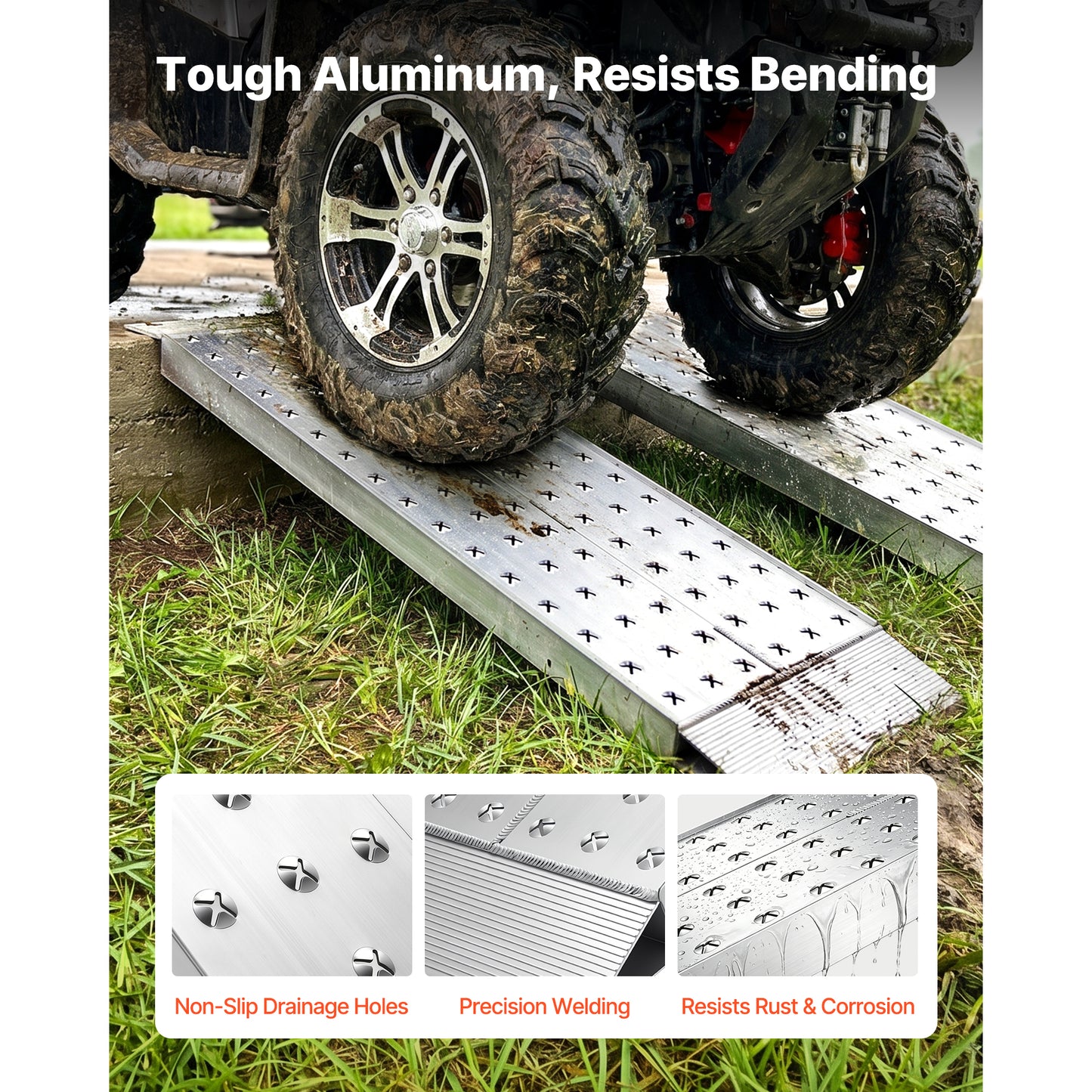 Heavy-Duty Aluminum Loading Ramps Set 39x12 Inches for ATV, Motorcycle, Lawn Mower, Tractor