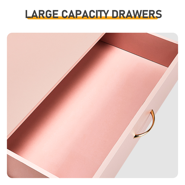 4-Drawer Pink Matt Finish Cabinet with Rose Gold Handles