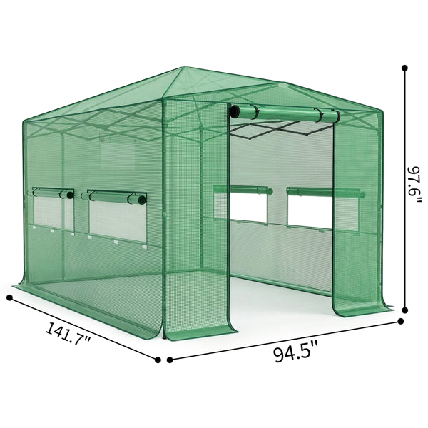 8x12ft Foldable Greenhouse Shed - Plastic Sprayed Iron Mesh