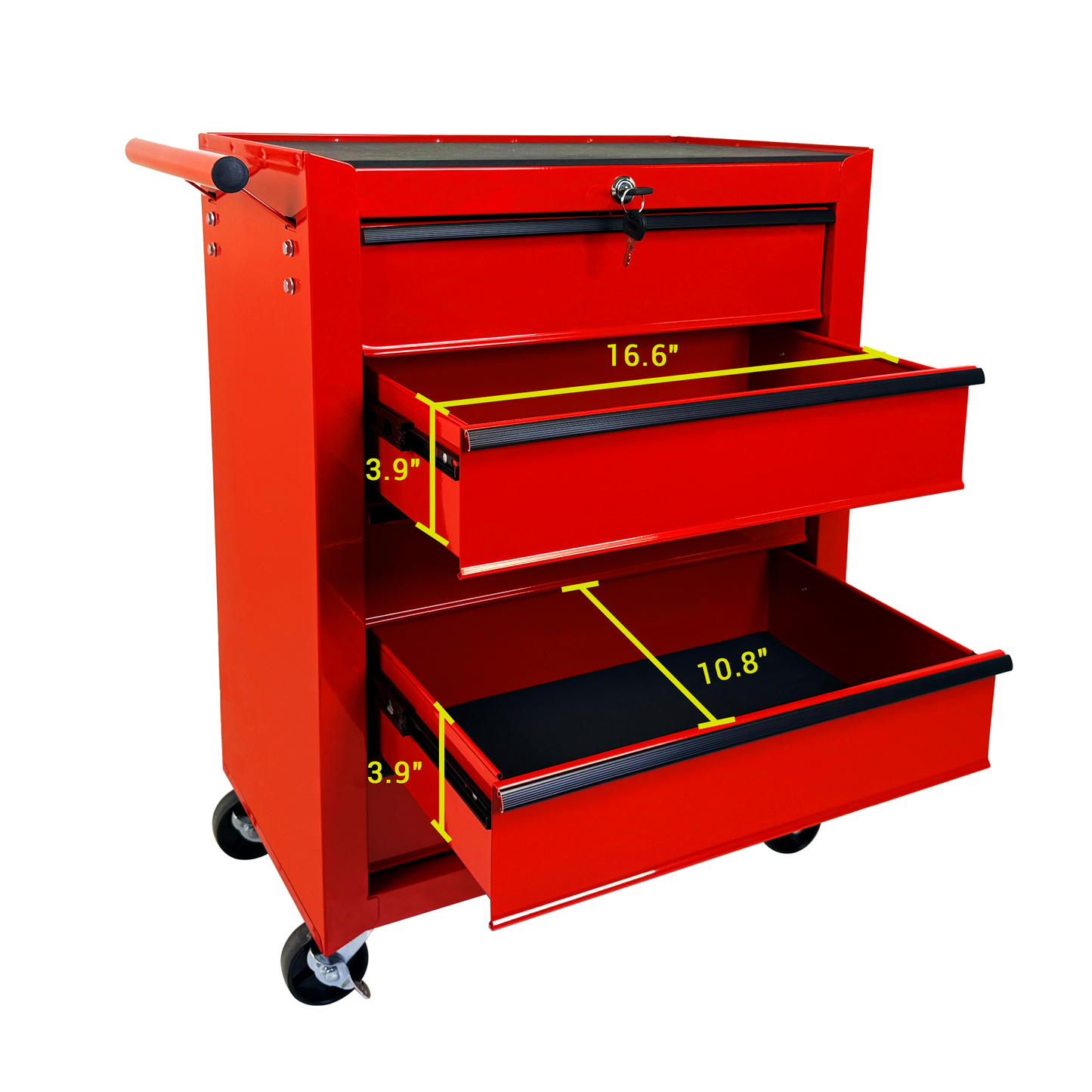 20-Inch Metal Rolling Tool Chest with 5 Drawers and Ball Bearing Slides - Red Steel Storage Cabinet