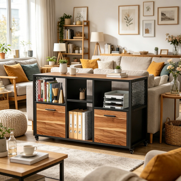 Versatile File Cabinet with 4 Shelves and 2 Drawers