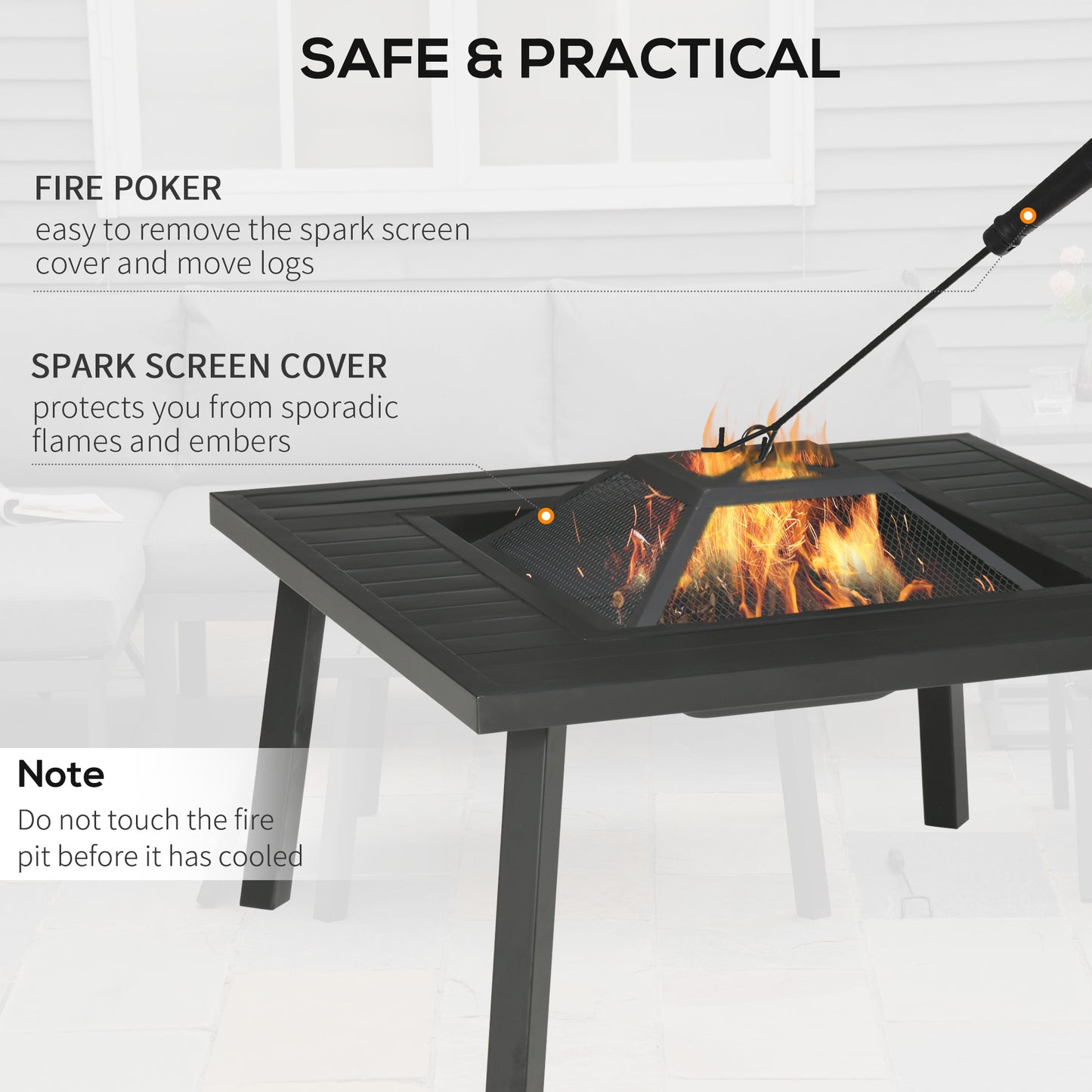34" Black Outdoor Fire Pit with Grill, Cover & Poker
