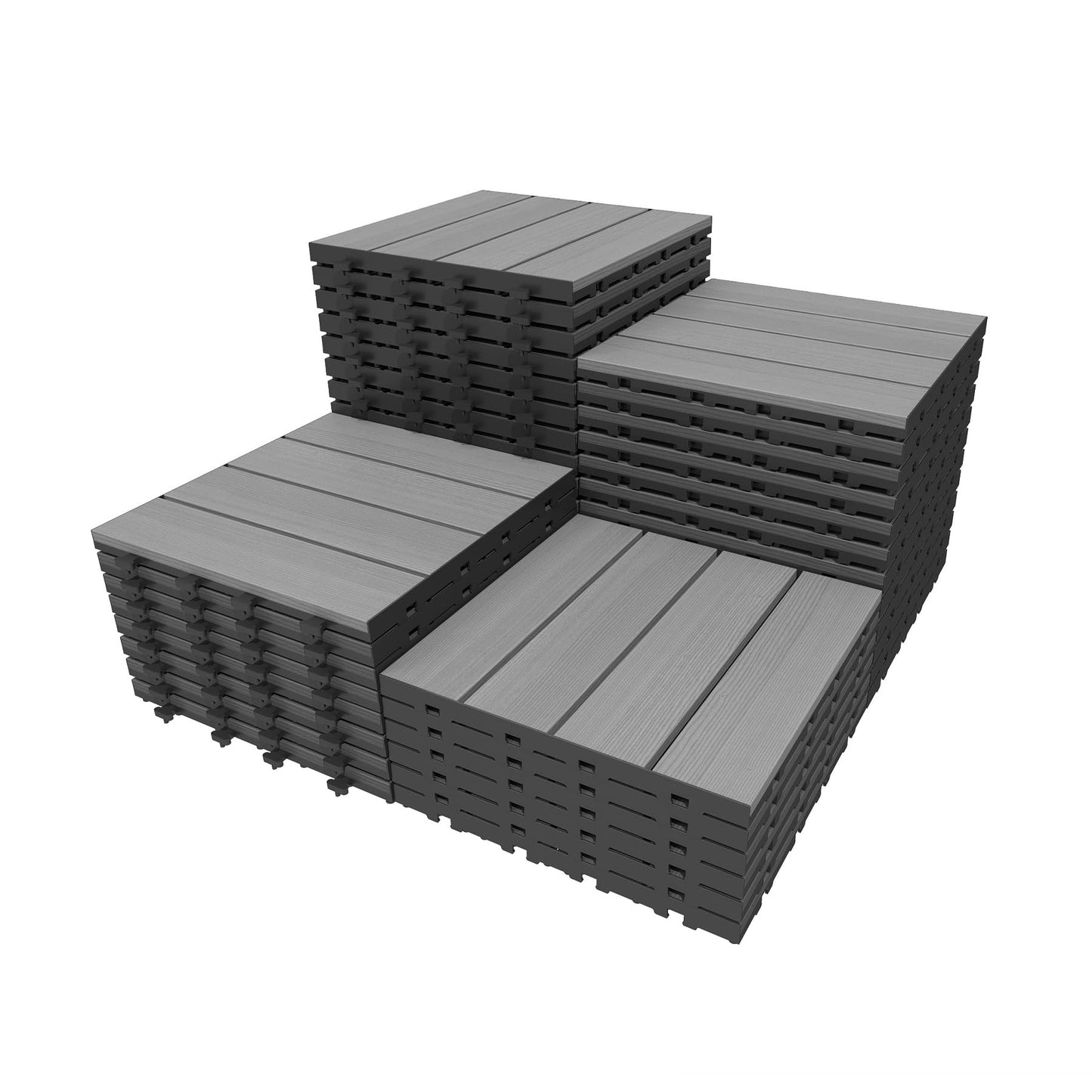 44 Pcs Interlocking Deck Tiles - 12" x 12" Outdoor Flooring - Dark Grey