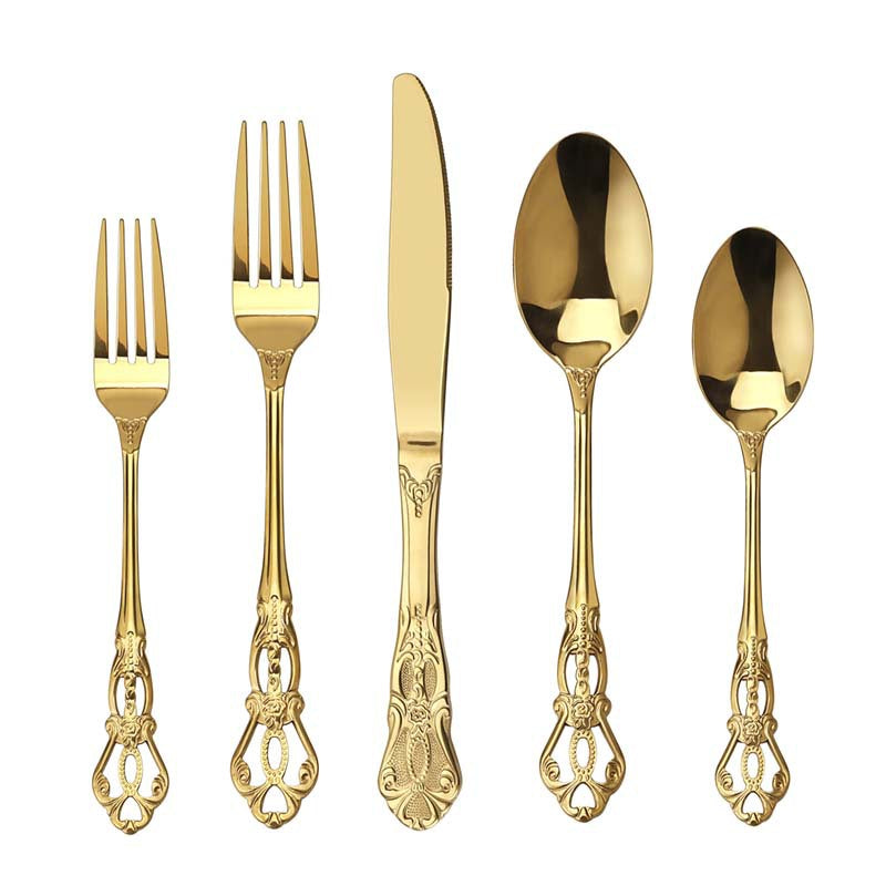 20-Piece Stainless Steel Cutlery Set - Silver, Gold & Black Finish