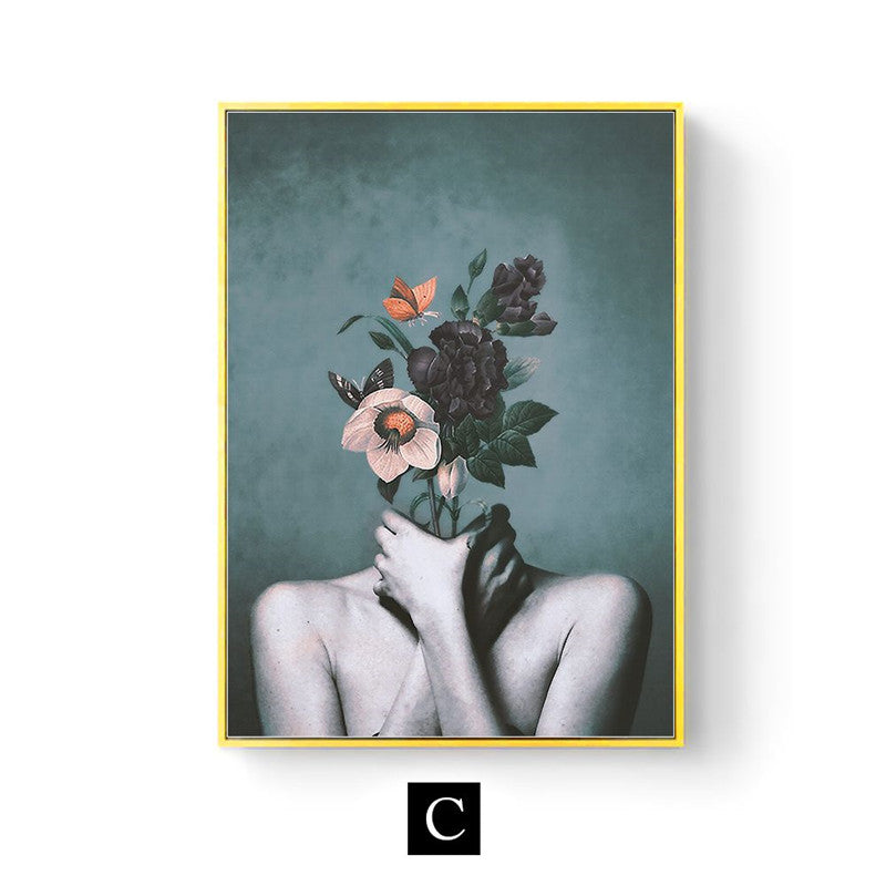 Abstract Floral Canvas Wall Art Poster for Living Room Decor