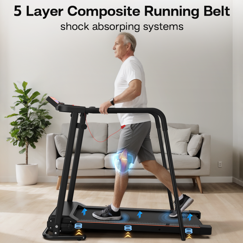 Foldable Treadmill with LED Display - Black