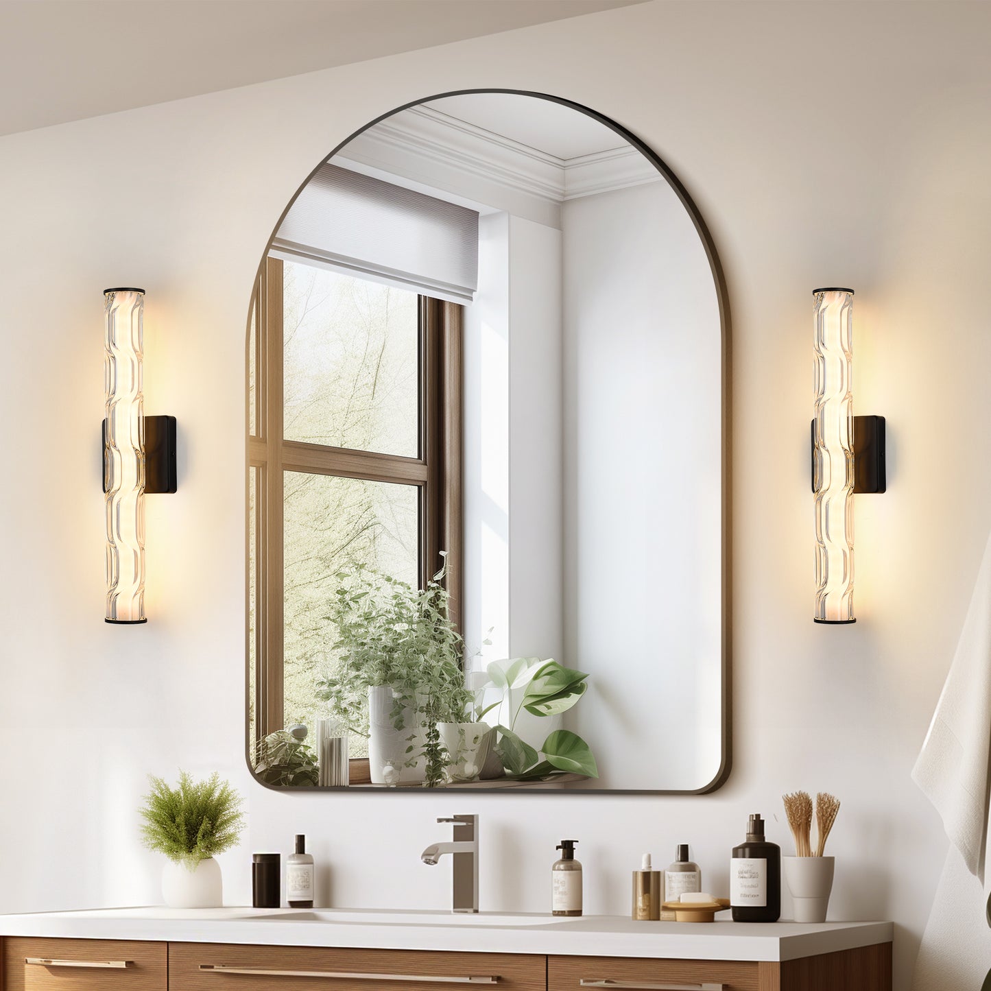 Modern K9 Crystal Wall Sconce Set of 2 - Black and Bronze