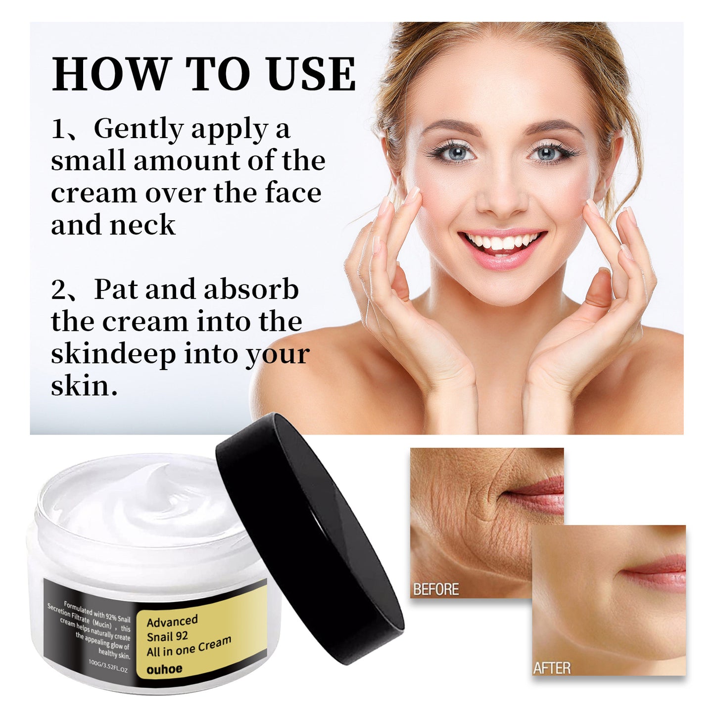 Snail Mucin Facial Moisturizing Cream - Anti-Aging & Hydrating Skin Essence