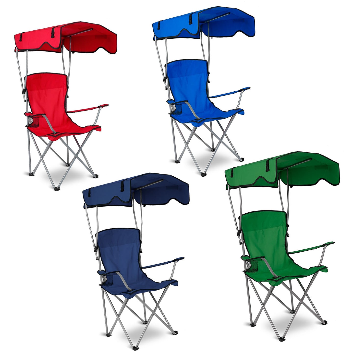 Foldable Canopy Camping Chair with Cup Holder - 330lbs Capacity