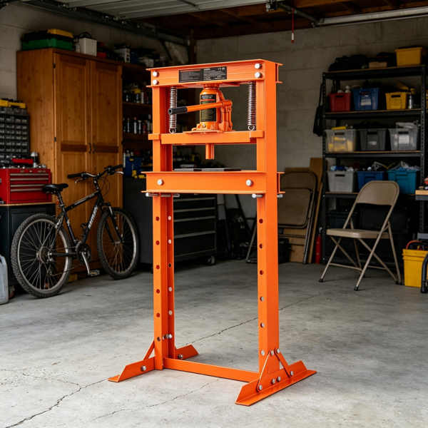 12 Ton Hydraulic Shop Press with Adjustable Frame for Garage & Workshop