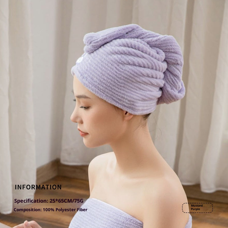 Thickened Water-Absorbent Coral Fleece Hair Drying Cap for Home Use