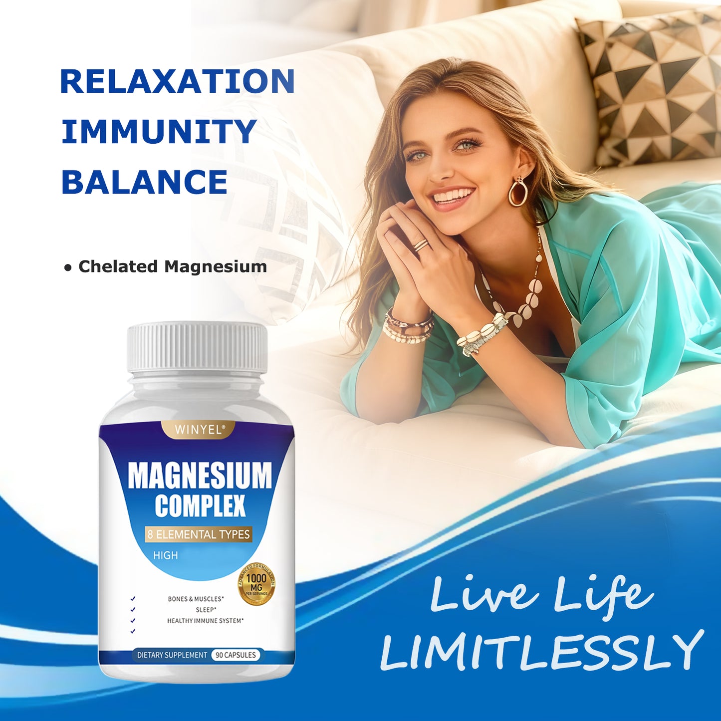 Magnesium Complex 1000mg Capsules - High Bioavailability Mineral Supplement
