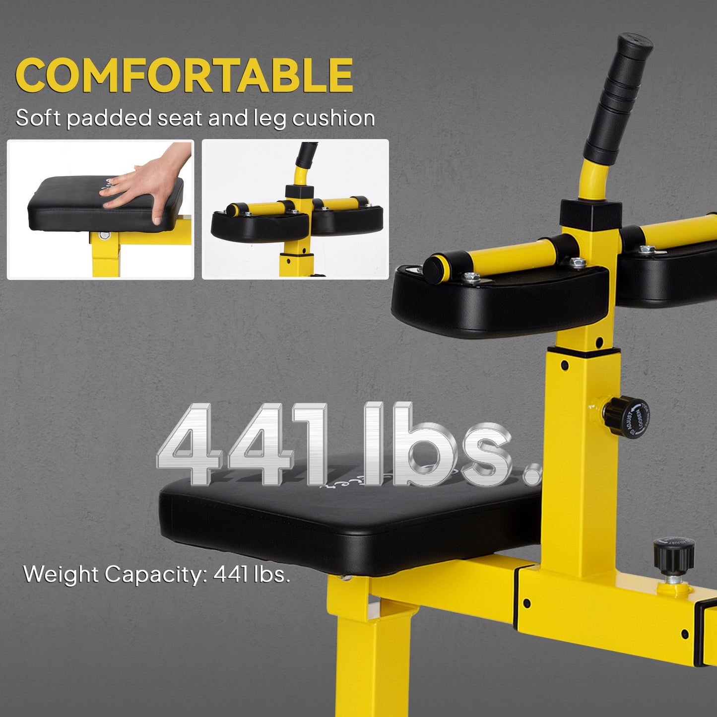 Adjustable Steel Seated Calf Raise Machine - Yellow