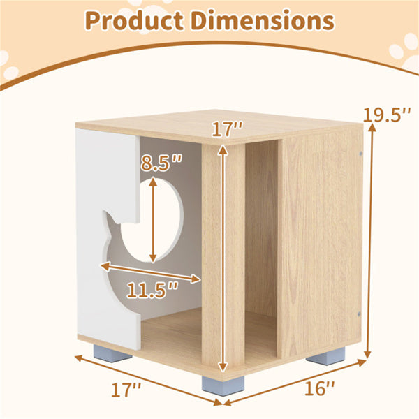 Wooden Cat House Nightstand with Metal Base - Anti-Slip Pet Furniture