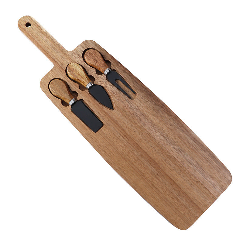 Cheese Plate with Knife Set - Modern Wooden Serving Board & 3 Utensils