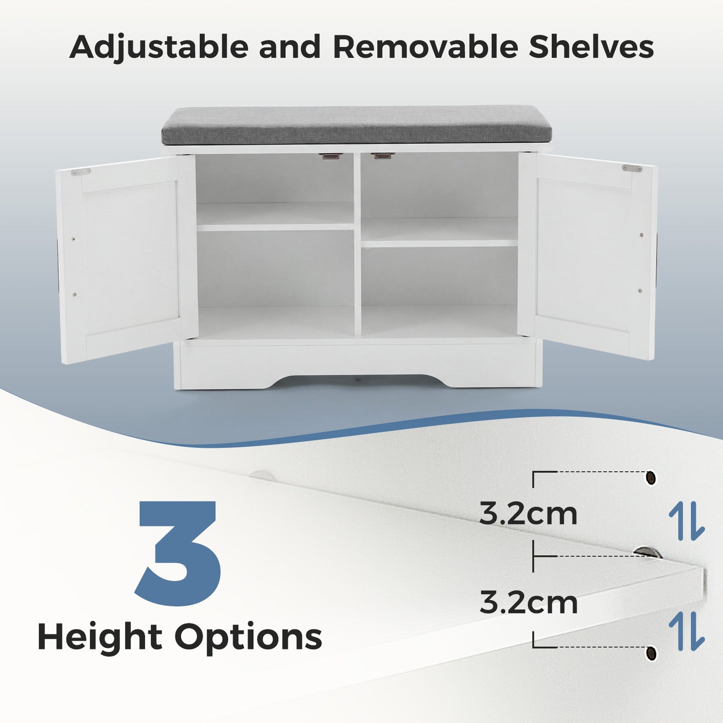 Wooden Shoe Storage Cabinet for Living Room - Multiple Sizes