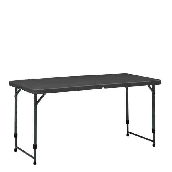 4-Foot Adjustable Height Folding Plastic Table - Black