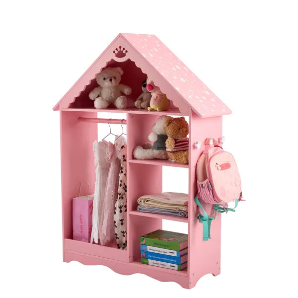 Pink And White Star-printed MDF, Spray-painted, 1 Mirror, 3-tier