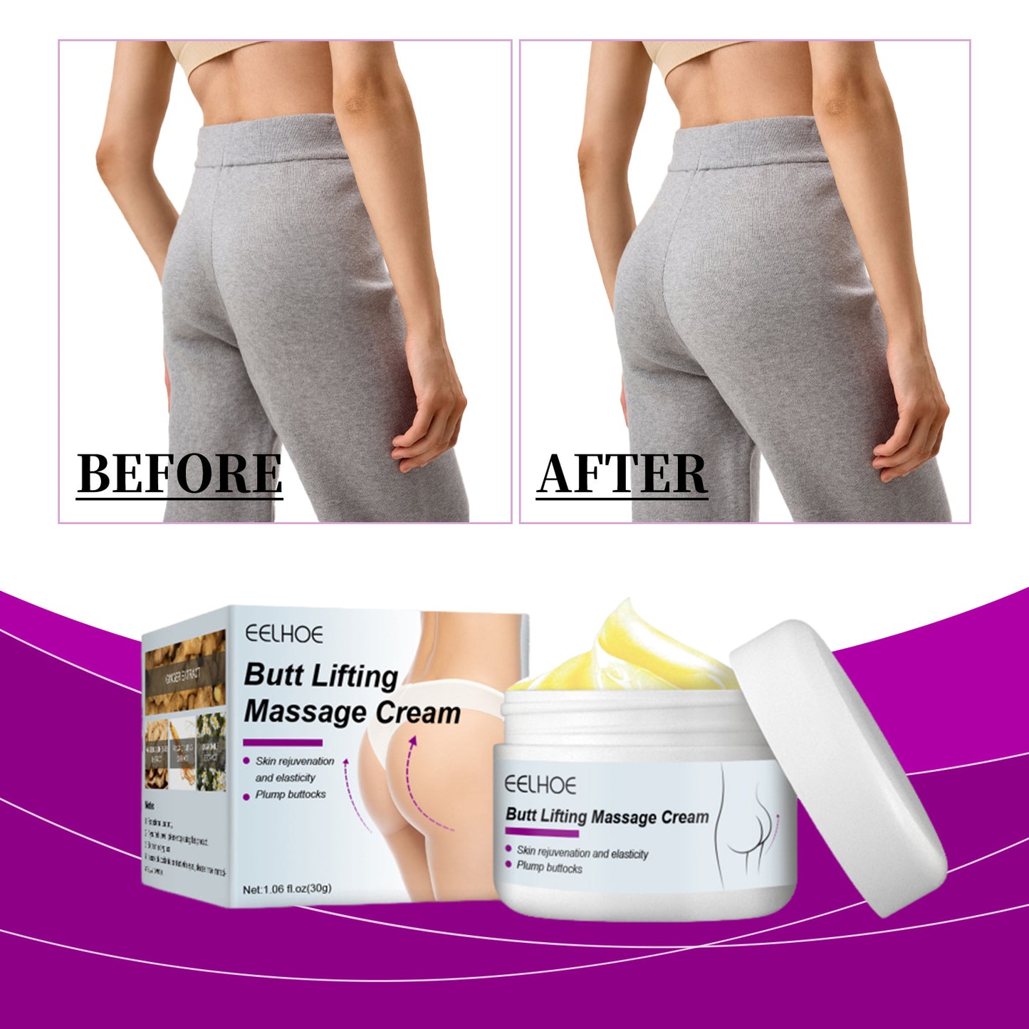 Buttock Lifting & Firming Massage Cream - Herbal Contouring Treatment
