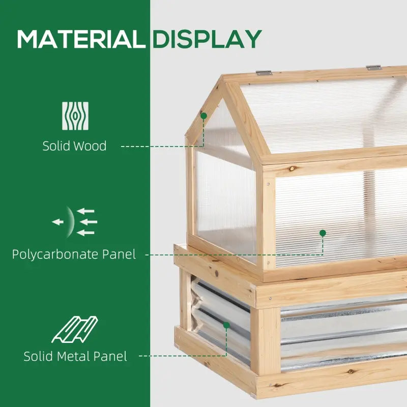 Wooden Garden Cold Frame Greenhouse with Cover - Elevated Planting Bed for Outdoors