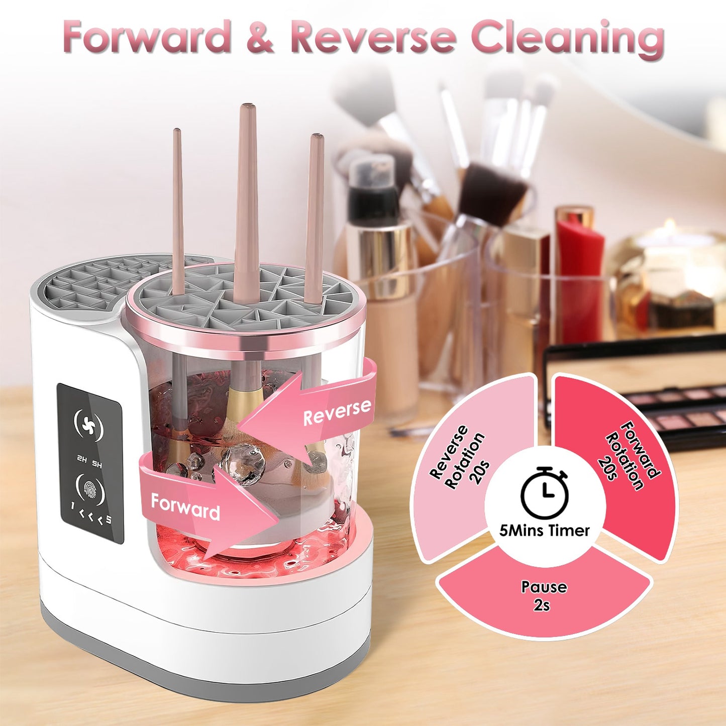 4-in-1 Automatic Electric Makeup Brush Cleaner & Dryer with UV Disinfection