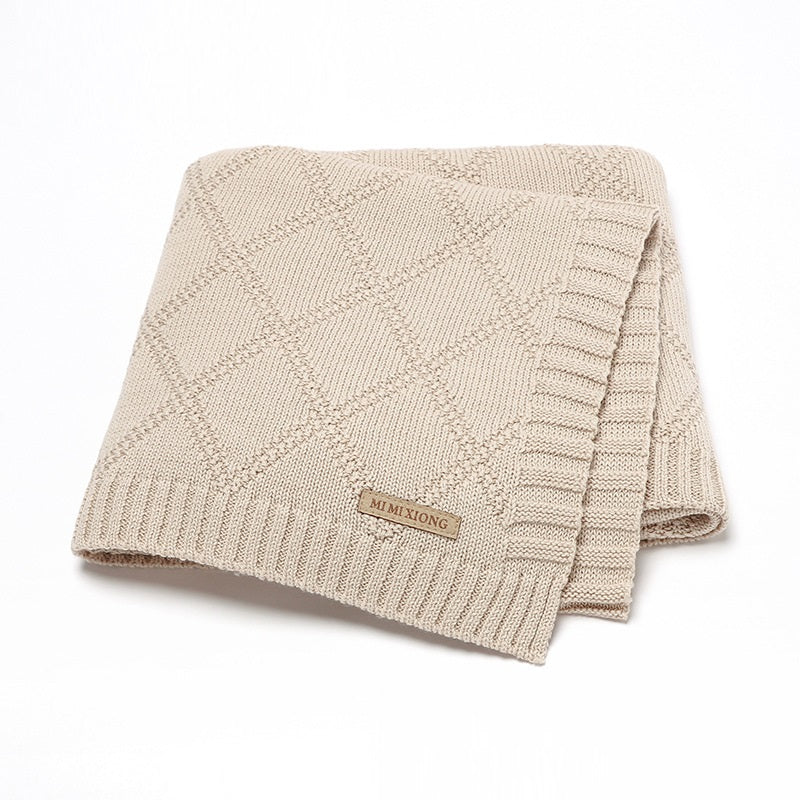 Baby Knitted Blanket 70x90cm Cotton Solid Color Bedding for Toddler