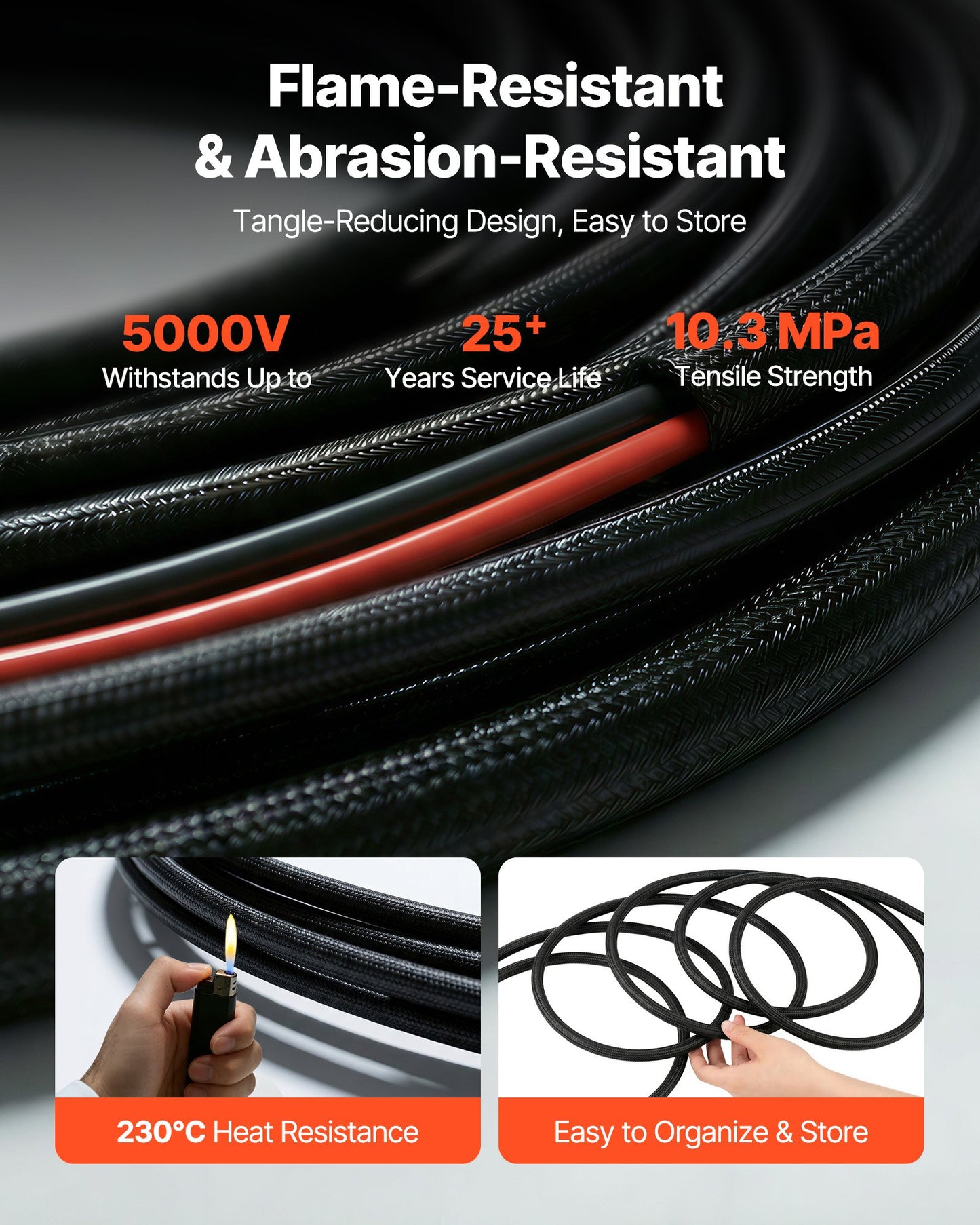 100FT Solar Panel Extension Cable 10 AWG Waterproof PV Wire with Connectors
