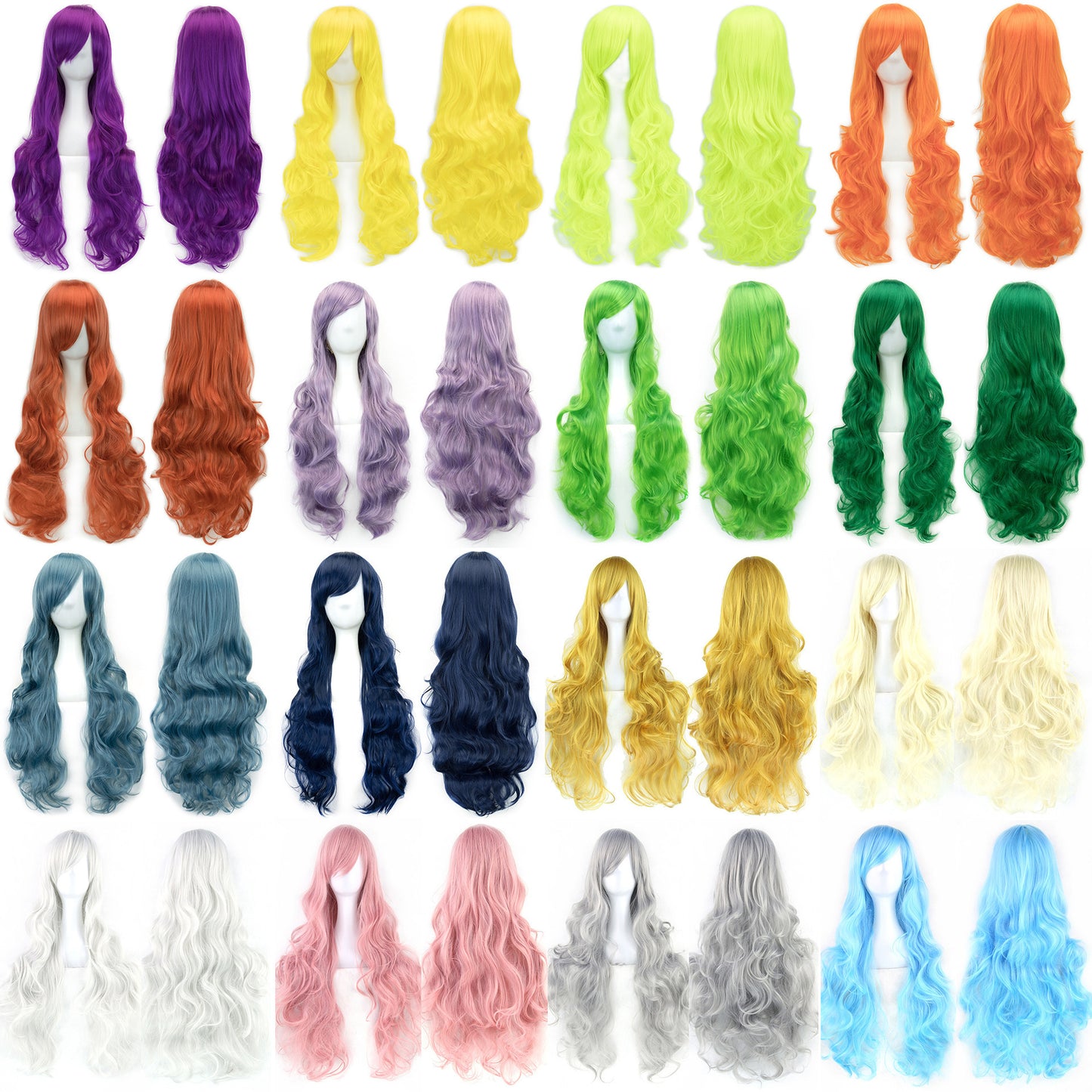 Colorful Cosplay Wig with High-Temperature Fiber, Long Curly Style