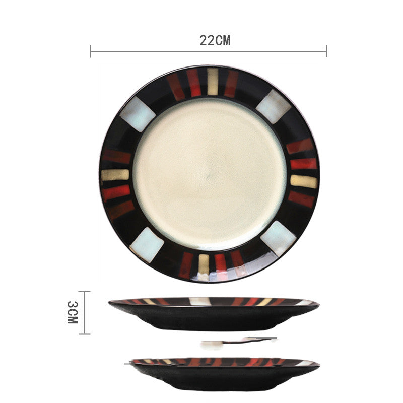 Ceramic Hand-Painted Western Style Breakfast Plate 8 Inch Microwave Safe