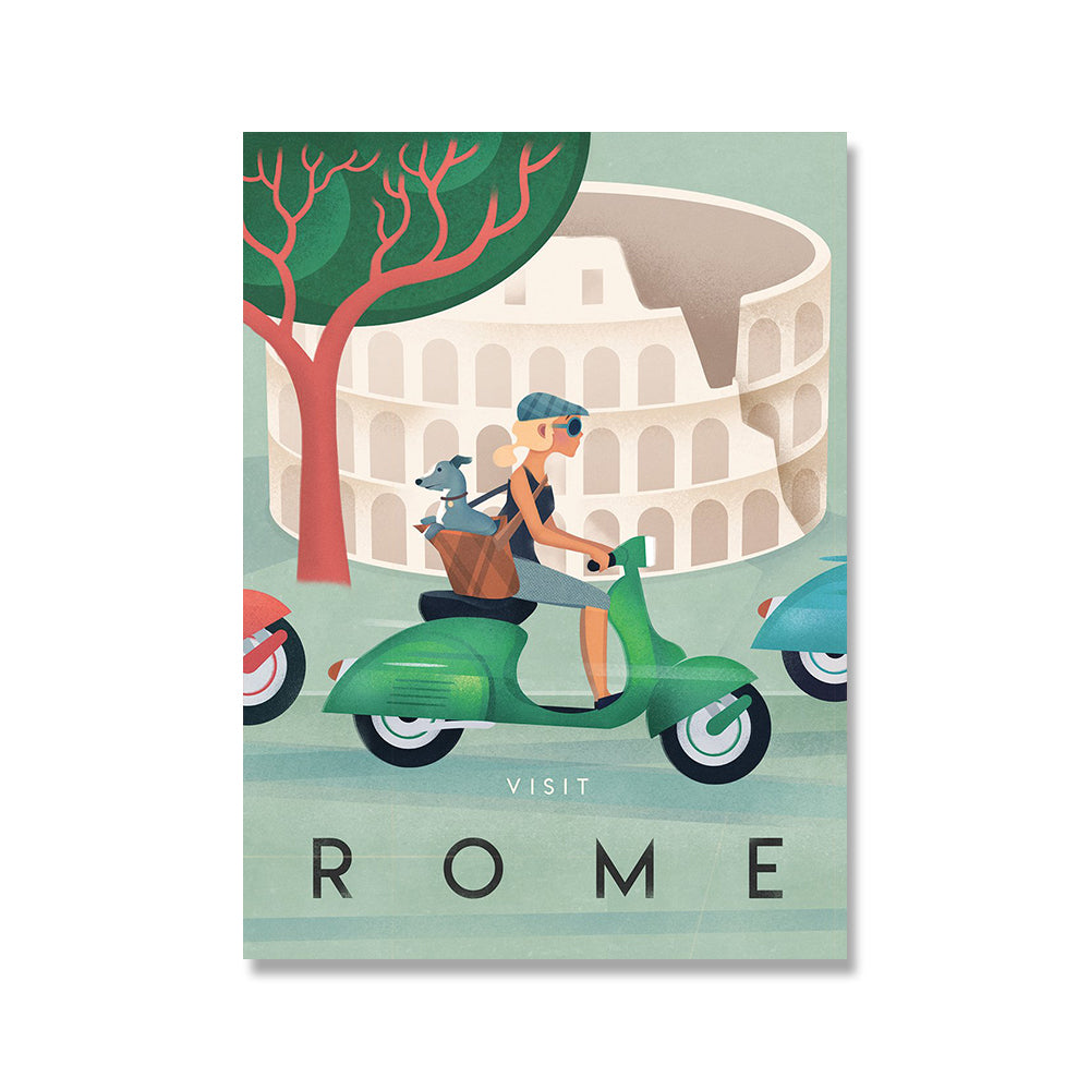 Scenic Spots Retro City Canvas Wall Art - Modern Decorative Painting