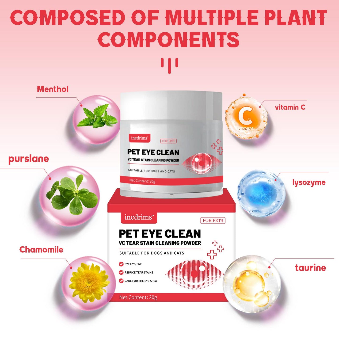 Pet Tear Stain Removal Powder - Gentle Eye & Fur Brightening, 1PC