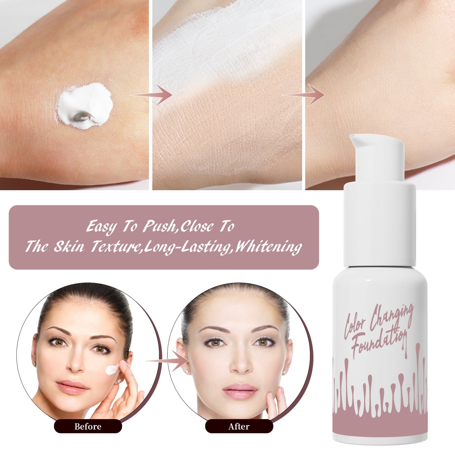 Color-Changing Liquid Foundation - Moisturizing & Long-Lasting Face Makeup
