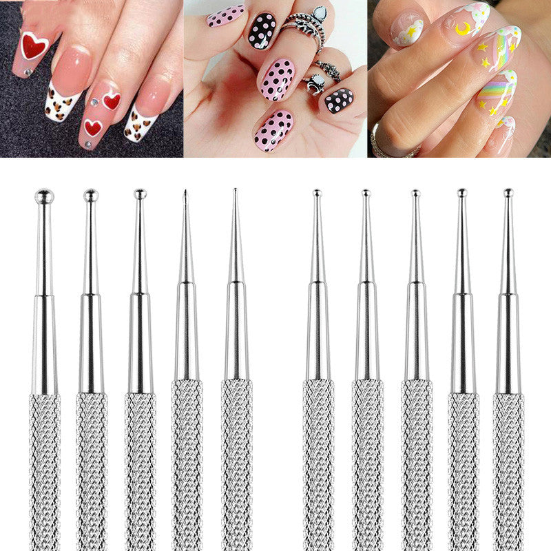 Nail Art Double Point Drill Pen Set - 5 Pcs