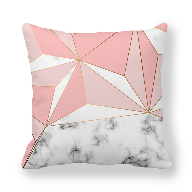 Geometric Pattern Pillow Cover Peach Skin Fabric Decorative Cushion Cover