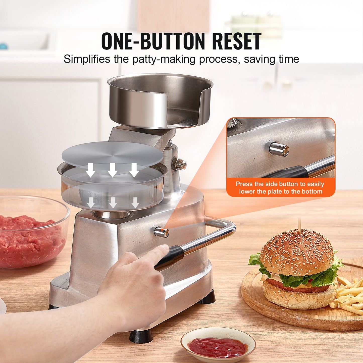 Heavy Duty Hamburger Patty Maker - 5-Inch Stainless Steel Press
