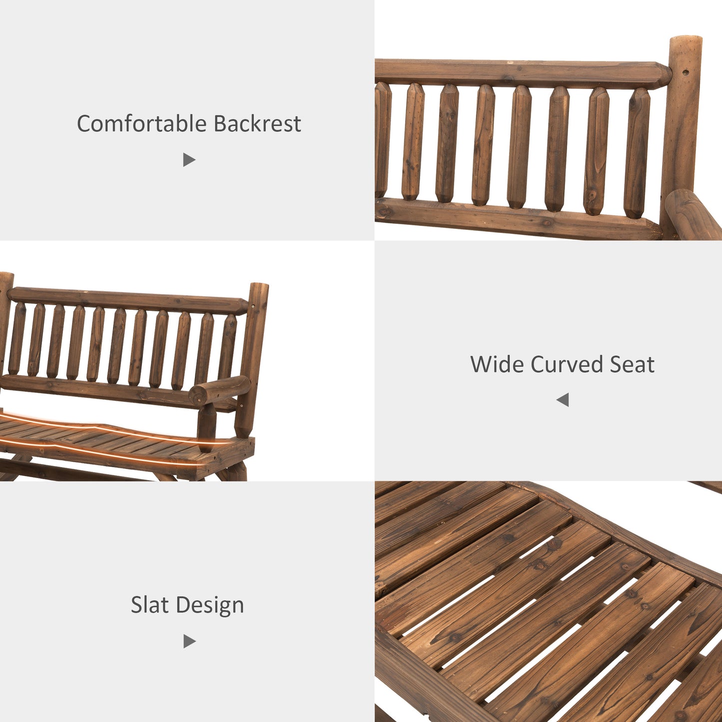 Wood Rocking Chair for Patio - Heavy Duty Loveseat, Walnut